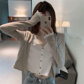 Mock Two Piece Single-breasted Knit Top