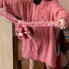 Plain Round-neck Cable-knit Dress