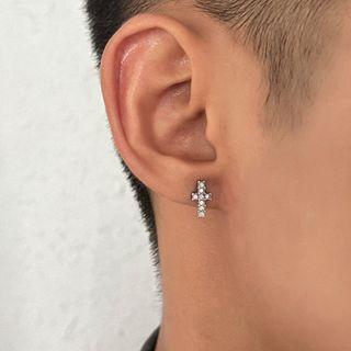 Rhinestone Crisscross Stud Earring 1 Pair - Silver - One Size