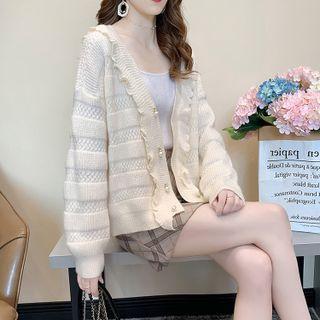 Plain Ruffle Trim Cardigan