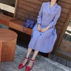 Notched-lapel Double-breasted Midi Dress Sky Blue - One Size