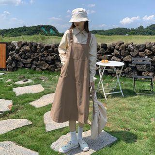 Midi A-line Overall Dress / Plain Shirt