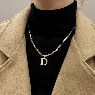 Rhinestone Letter Pendant Necklace 1 Pc - Gold - One Size