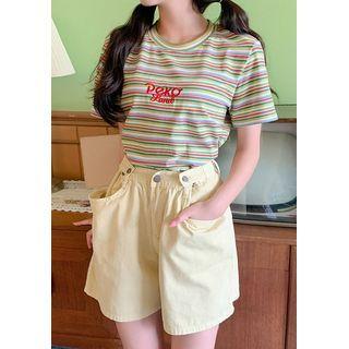 Tab-waist Wide Shorts