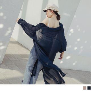 Long Sleeve Chiffon Shirtdress