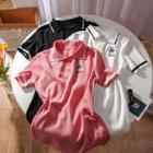 Short-sleeve Bear Embroidered Polo Dress