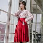 Hanbok Top (floral / Wine Red)