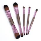 Set Of 5: Dual Head Makeup Brush Set Of 5 - Rose Gold - One Size