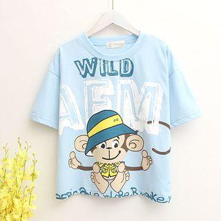 Monkey Printed Short-sleeve T-shirt