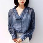 Set: Long-sleeve Striped Blouse + Camisole