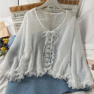 Ruffled-trim Dotted Chiffon Cape