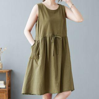 Sleeveless Drawstring Smock Dress