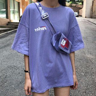Set: Elbow-sleeve Graphic T-shirt + Crossbody Bag