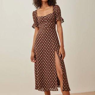 Short Sleeve Polka Dot Slit Dress