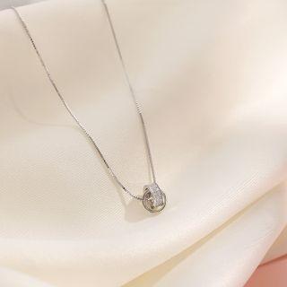 Interlocking Hoop Pendant Sterling Silver Necklace Silver - One Size