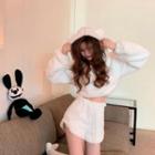 Chenille Bear Ear Hooded Sweatshirt / Drawstring Chenille Shorts ( Various Designs )