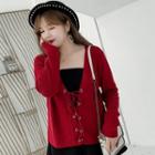 Set: Plain Tube Top + Lace-up Cardigan