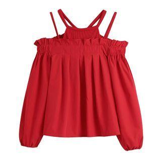 Mock Two-piece Cold Shoulder Blouse