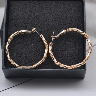 Twisted Alloy Hoop Earring As Shown In Figure - One Size