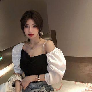 Off Shoulder Puff-sleeve Top As Shown In Figure - One Size
