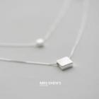Silver Plated Cube Pendent Layered Necklace As Shown In Figure - One Size