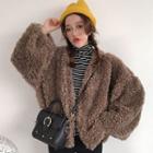 Faux Lambswool Open Front Jacket