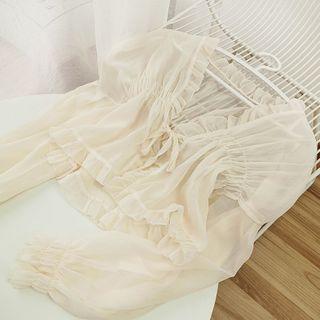 Tie-front Frill Trim Light Jacket