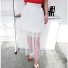 Tulle Overlay Lace Skirt White - One Size