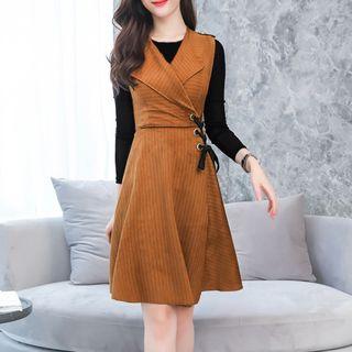 Set: Long-sleeve Top + A-line Pinafore Dress