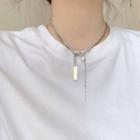Asymmetric Alloy Tag Pendant Necklace Necklace - One Size