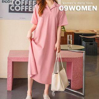 Plus Size Collared T-shirt Dress
