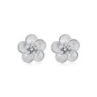 Sterling Silver Elegant Fashion Flower Stud Earrings Silver - One Size