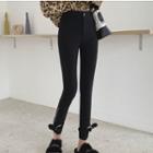 Leopard Print Shirt / Buckled Cuff Skinny Pants