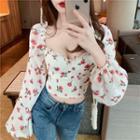 Floral Square Neck Long-sleeve Top