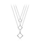 Simple Three-layer Geometric Checkered Necklace Silver - One Size
