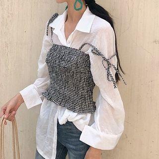 Set: Plain Blouse + Camisole Top