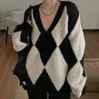 Argyle Sweater Argyle - Black & White - One Size