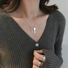 925 Sterling Silver Rhinestone Key Pendant Necklace Silver Key Necklace - One Size
