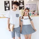 Couple Matching Short-sleeve Shirt / Striped A-line Skirt / Striped Shorts