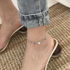 Polished Metal Disc Anklet 1 Pc - Double-layer - Silver - One Size