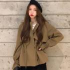 Flared-cuff Drawstring Short Trench Coat