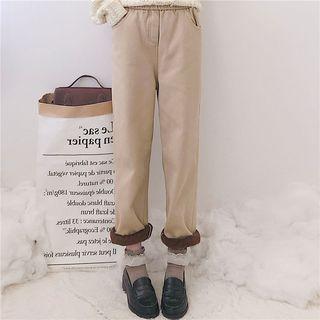 Cropped Fleece-lined Straight Cut Pants