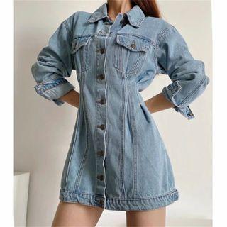 Washed Denim Mini A-line Shirtdress