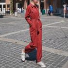 Long Sleeve Stitched Jogger Jumpsuit