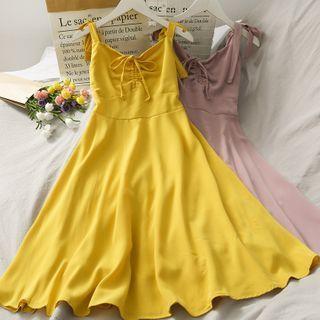 Sleeveless Drawstring A-line Dress In 7 Colors