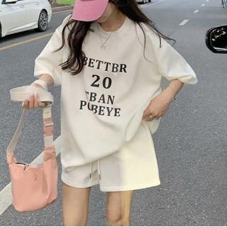Lettering T-shirt / Wide Leg Shorts