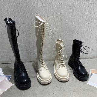 Platform Lace-up Ankle Boots / Tall Boots