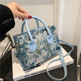 Top Handle Floral Crossbody Bag