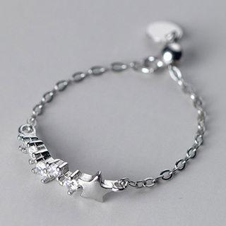 Star Rhinestone Sterling Silver Bracelet 1 Piece - S925 Silver - Silver - One Size