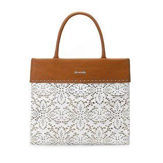 Studded Cut-out Tote White - One Size